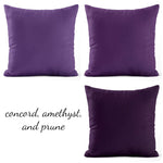 Concord, Amethyst, and Prune Throw Pillow Covers and Euro Shams