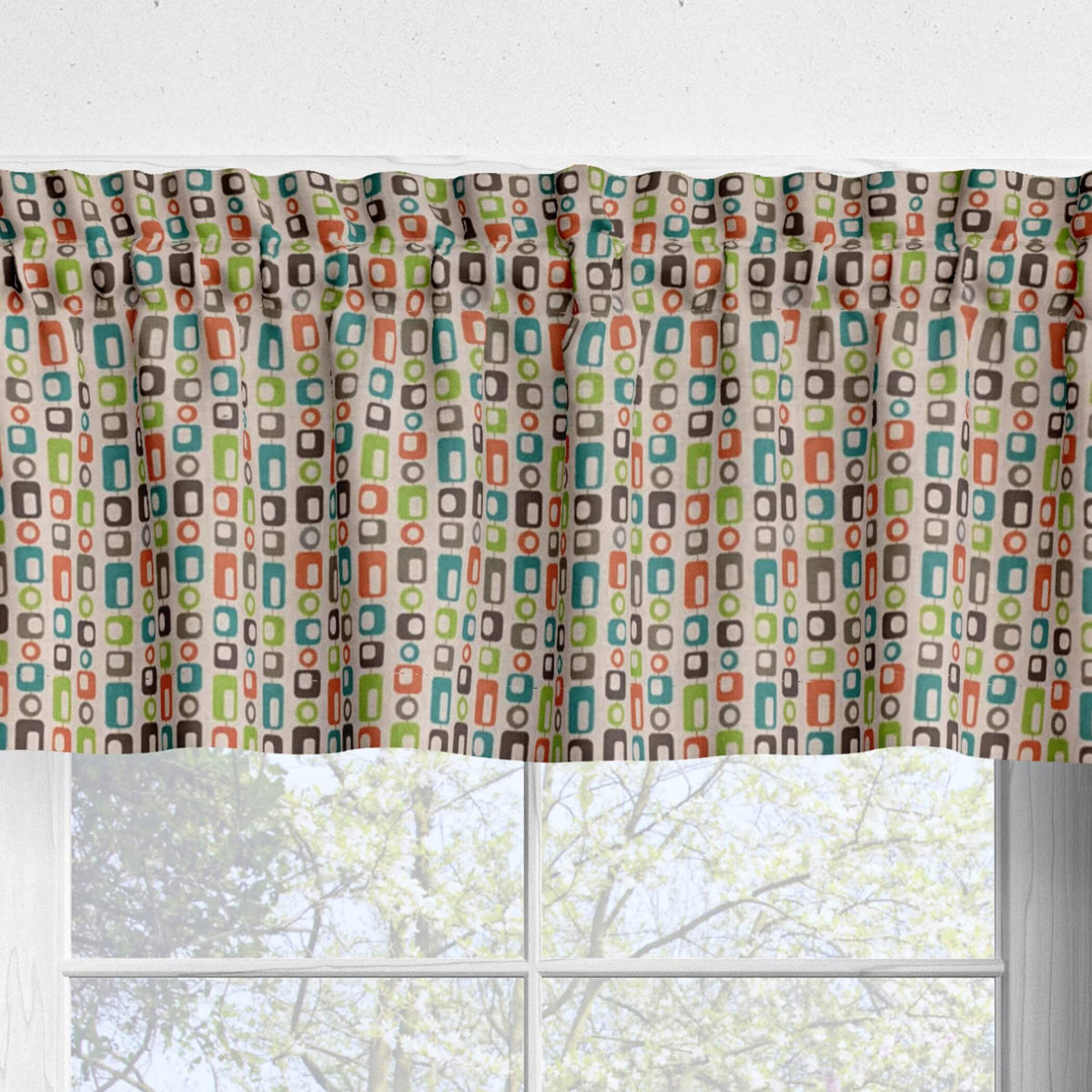 Geometric Retro Valances and Cafe Curtains Mid-Century Style