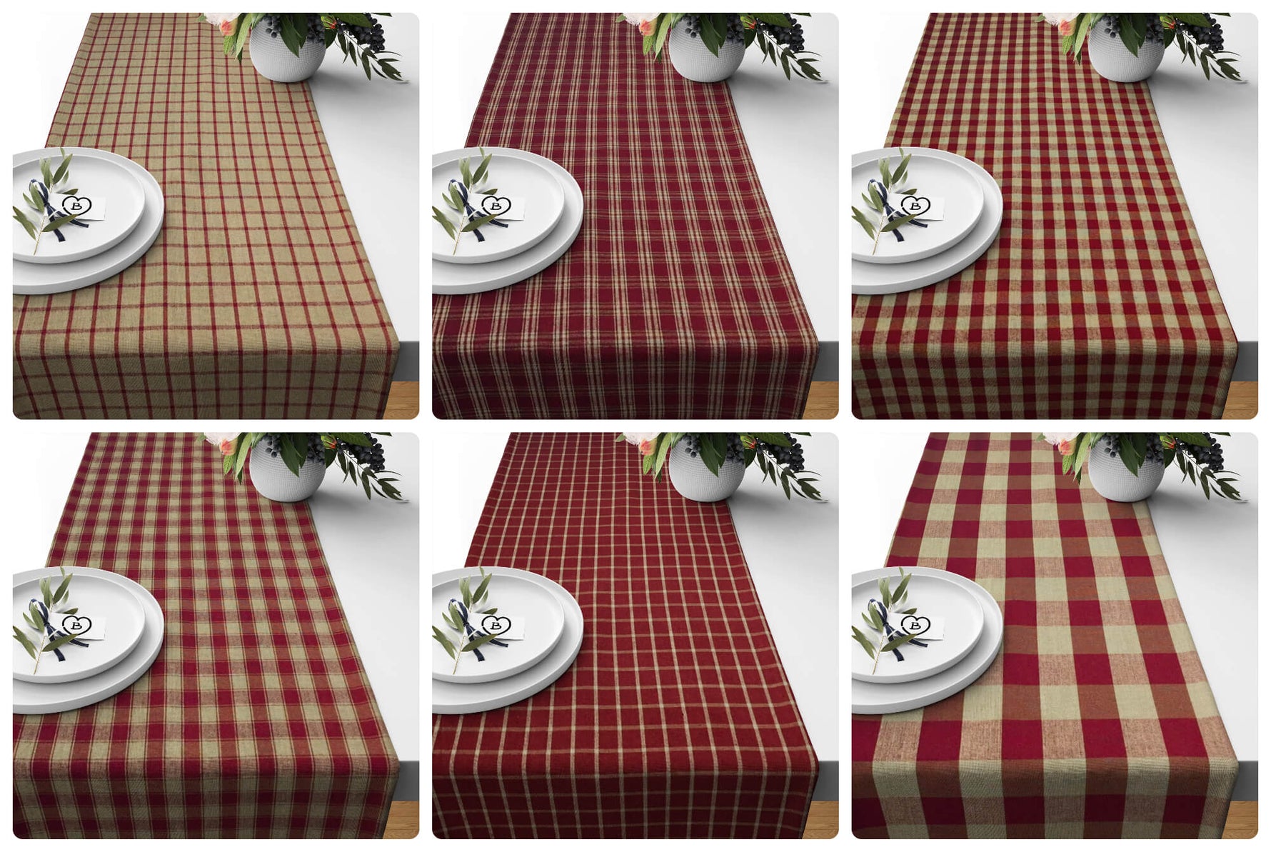 Red Plaid Table Runners – Rustic Farmhouse Decor