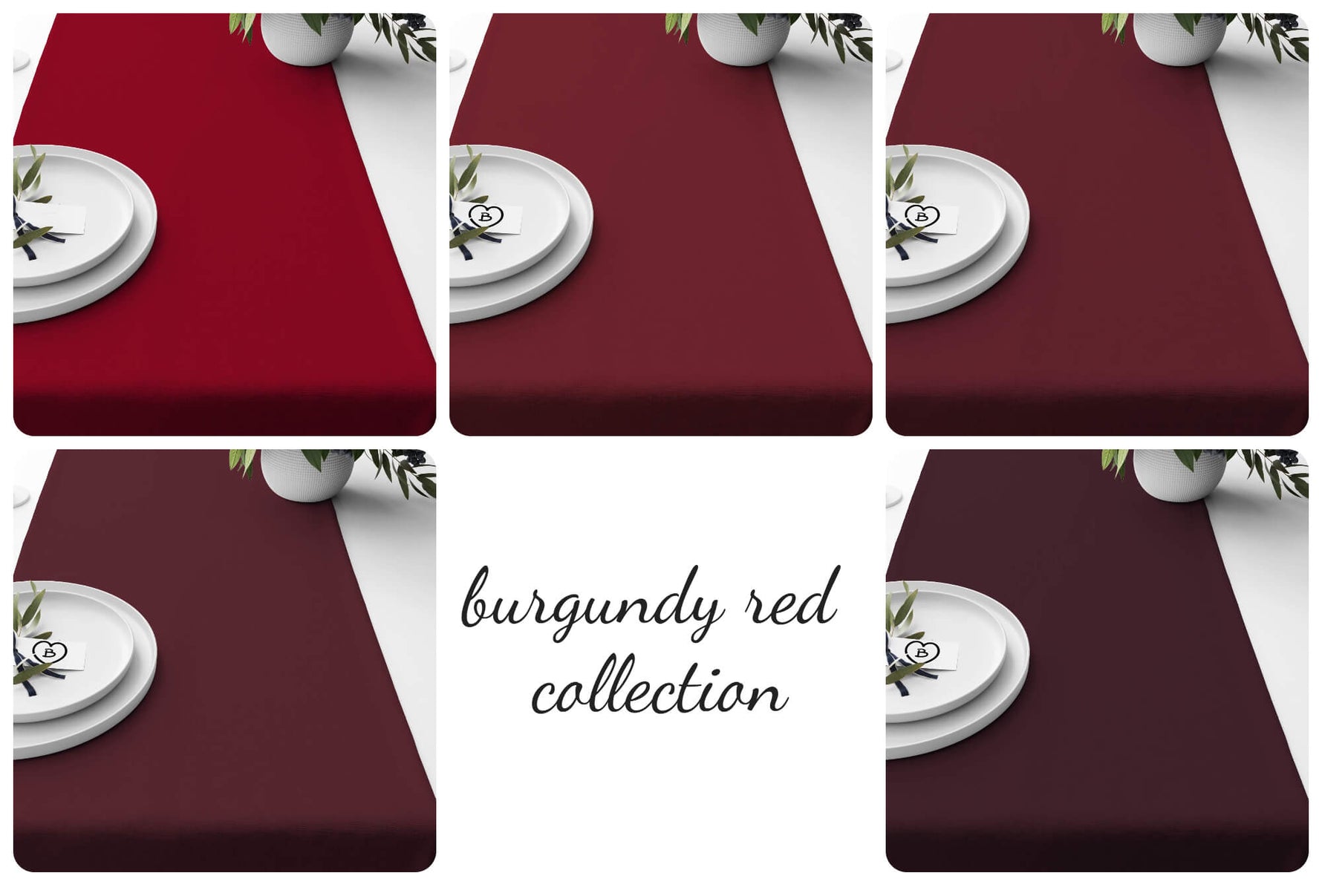 Vibrant Red, Burgundy, and Dark Merlot Table Runners and Placemats