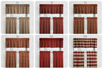 Burgundy Red and Tan Homespun Curtains – Rustic Farmhouse Plaid