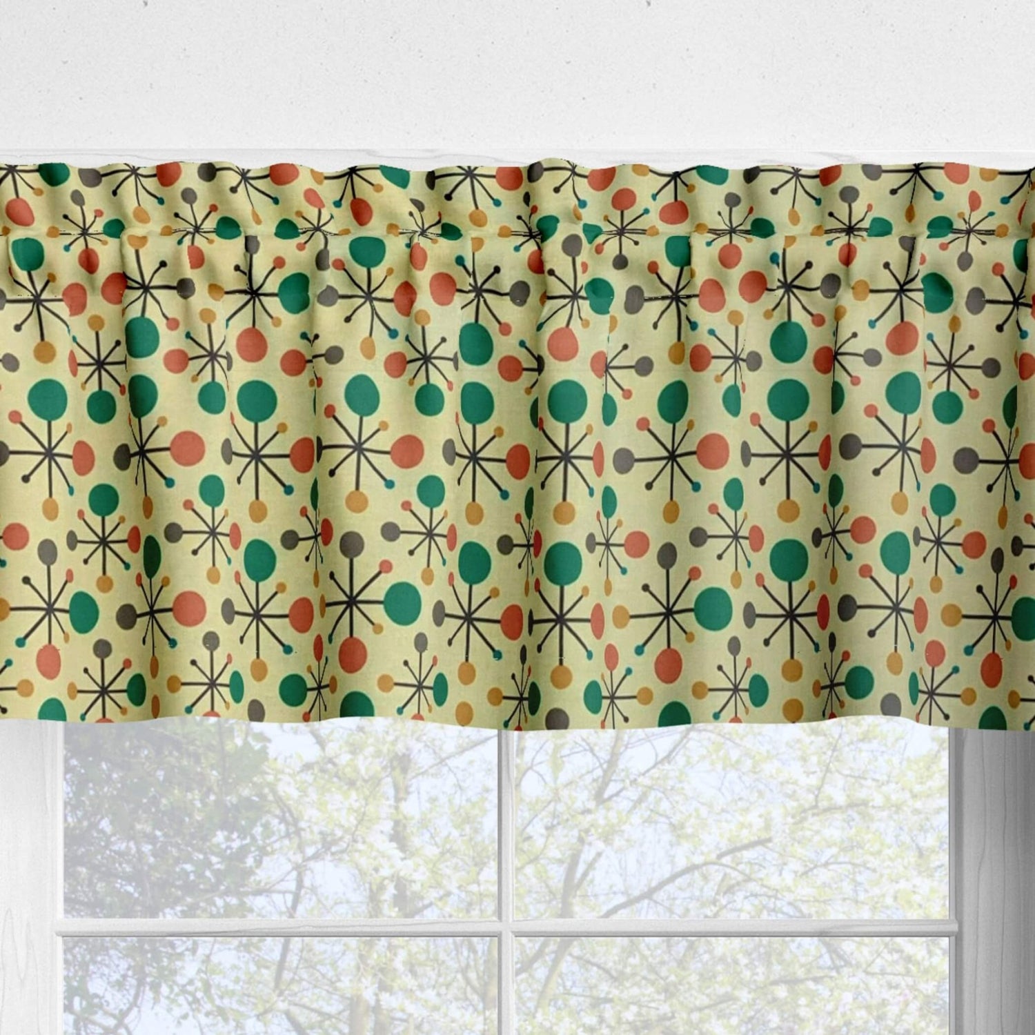 Retro Kitchen Curtains – Atomic Star Valances & Tiers for a 1950s Look