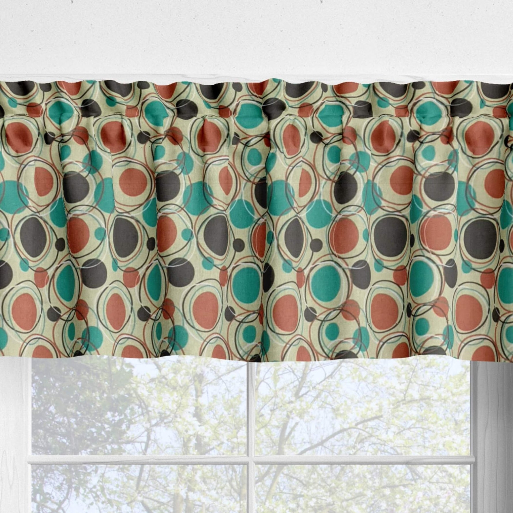 Retro Orbits Valances & Tier Curtains – Mid - Century Modern Window Décor