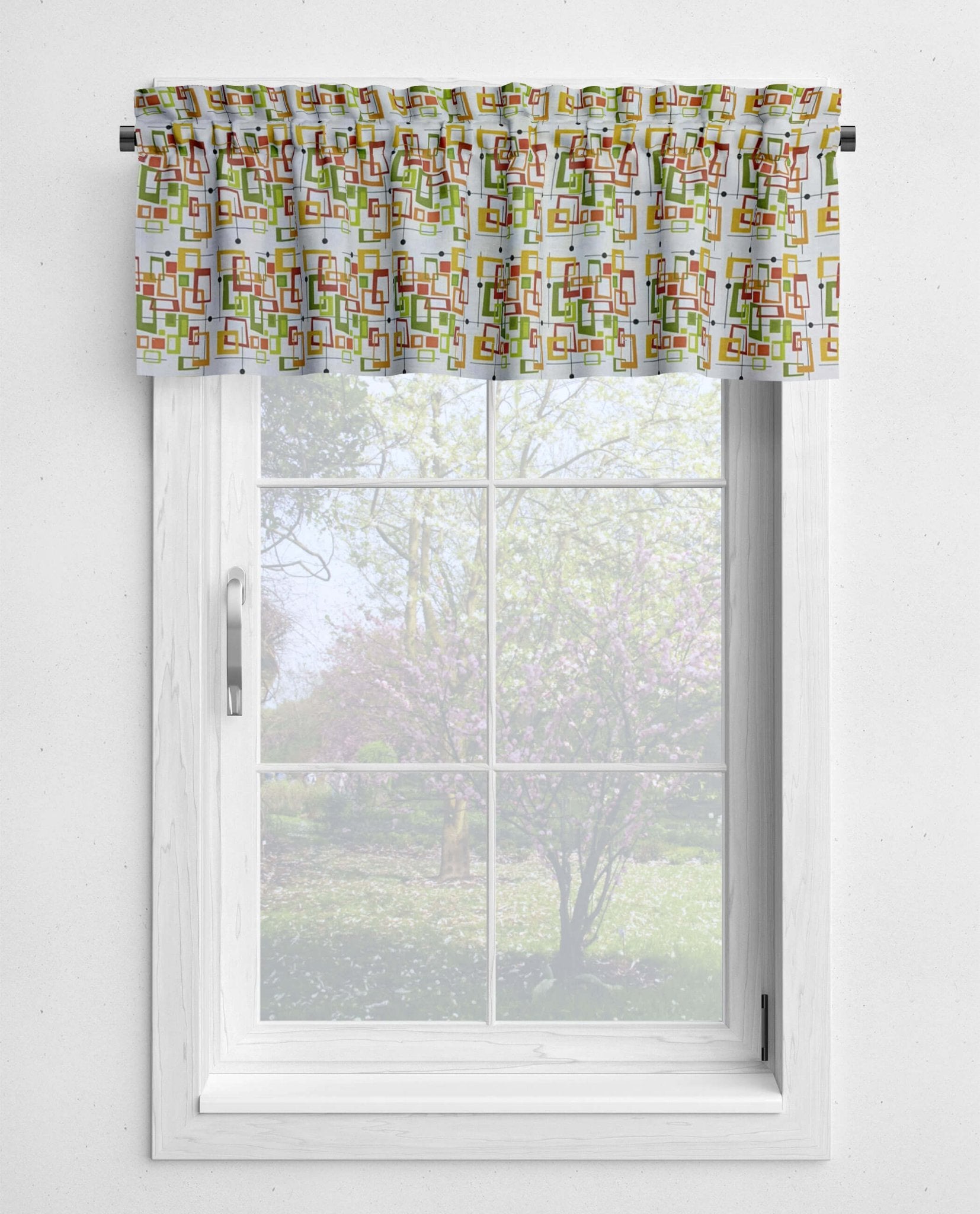Retro Squares Valances and Cafe Curtains Mid - Century Style