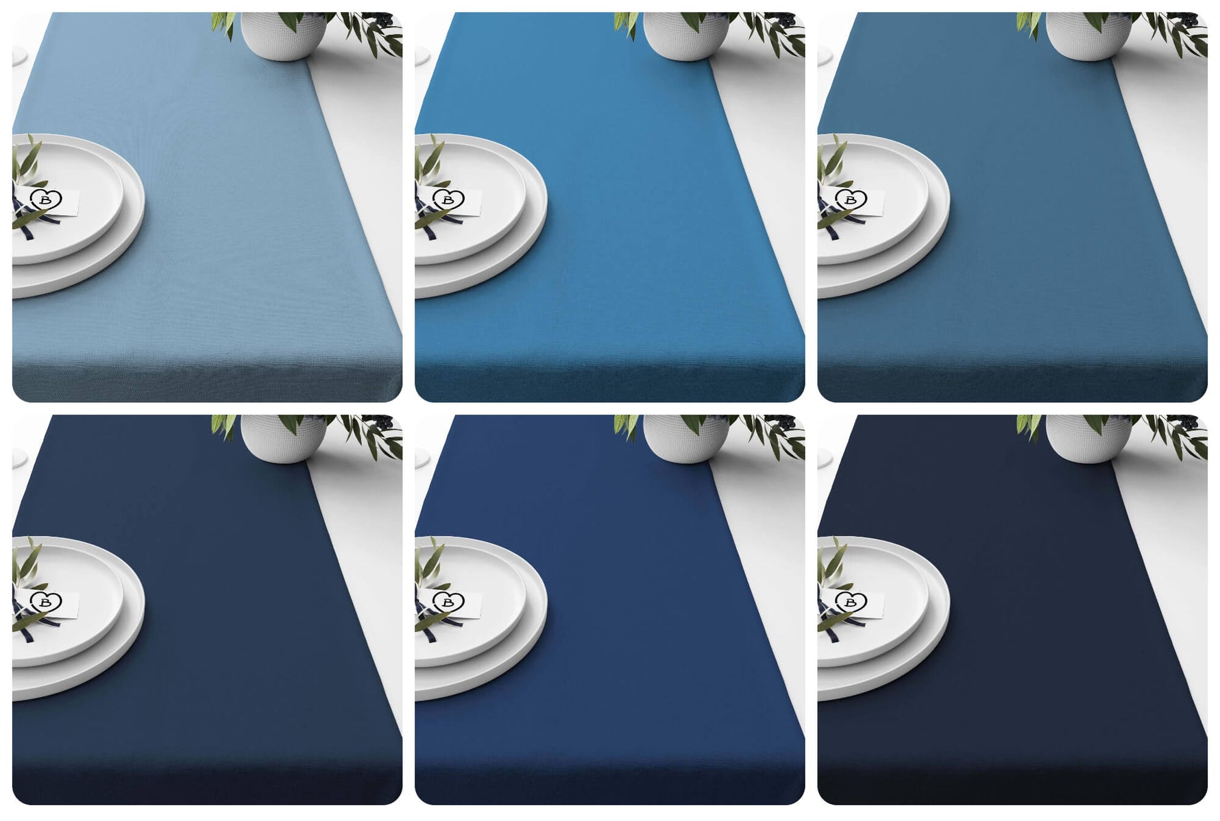Rich Blue Table Runners and Placemats – Glacier, Lake & Navy Tones