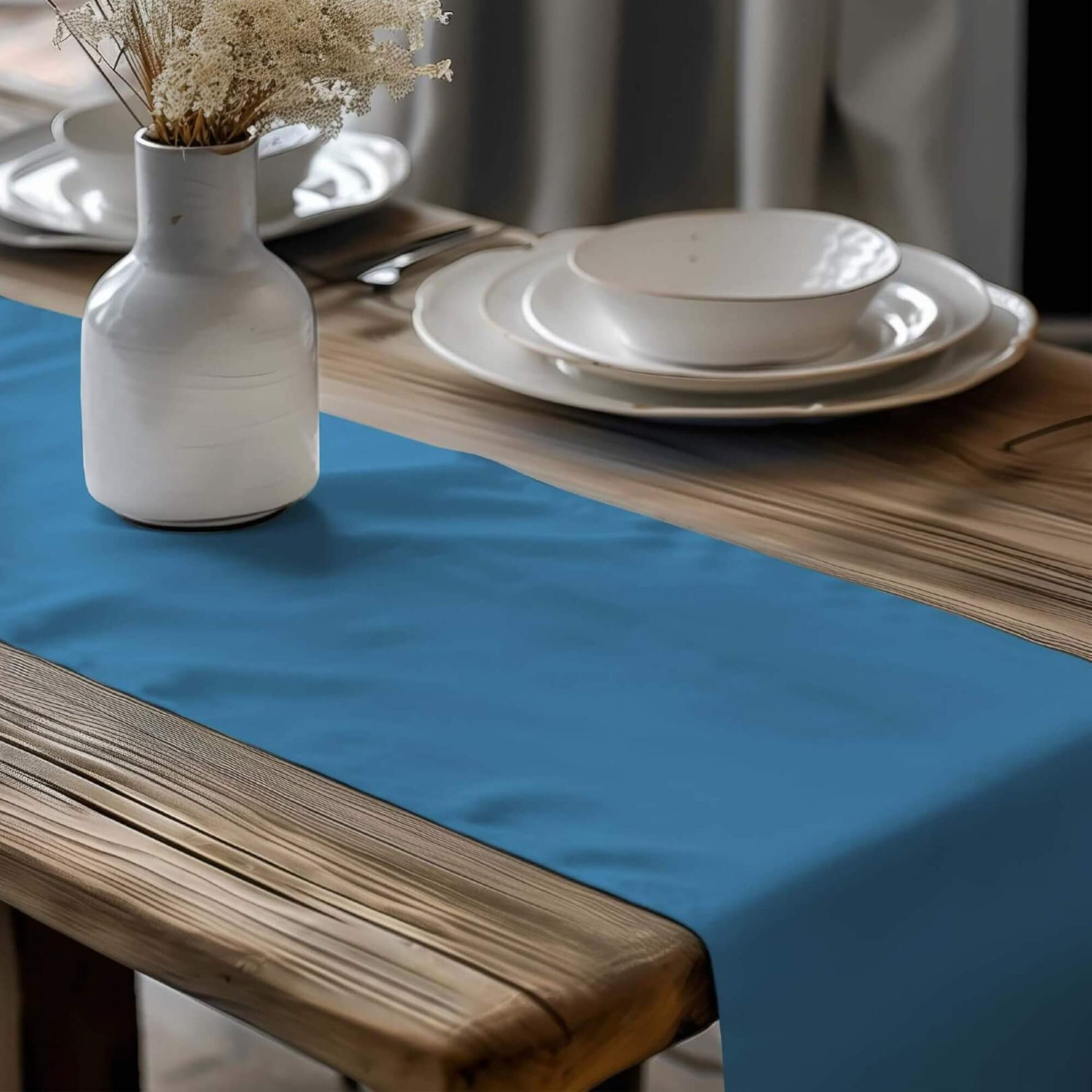 Rich Blue Table Runners and Placemats – Glacier, Lake & Navy Tones