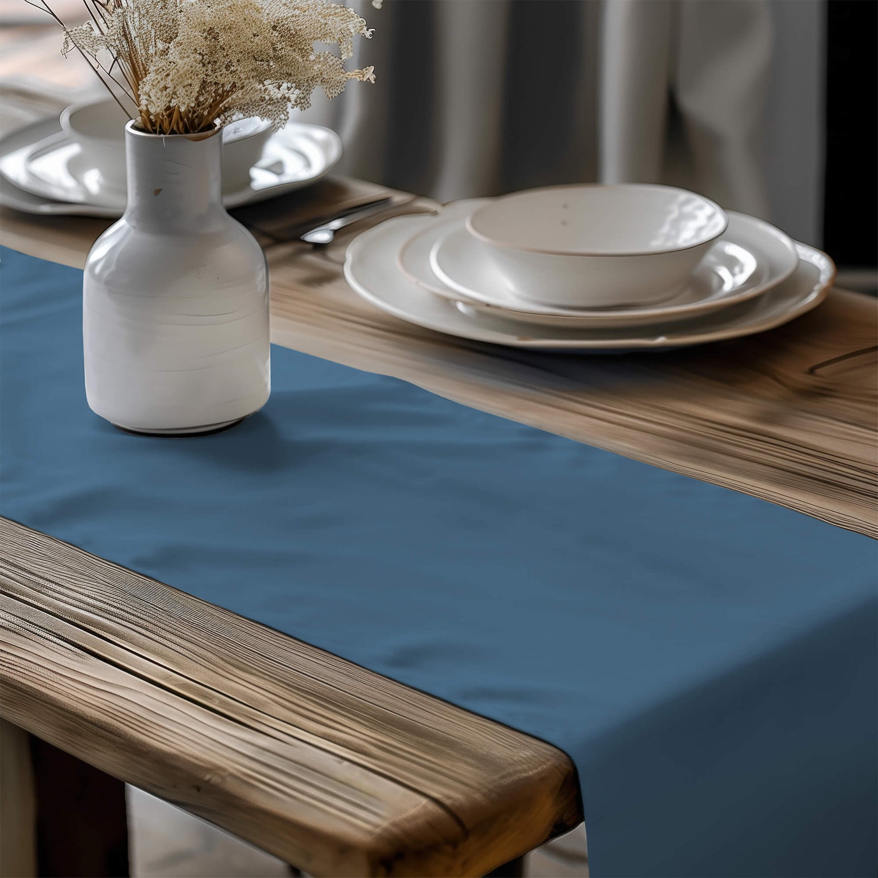 Rich Blue Table Runners and Placemats – Glacier, Lake & Navy Tones