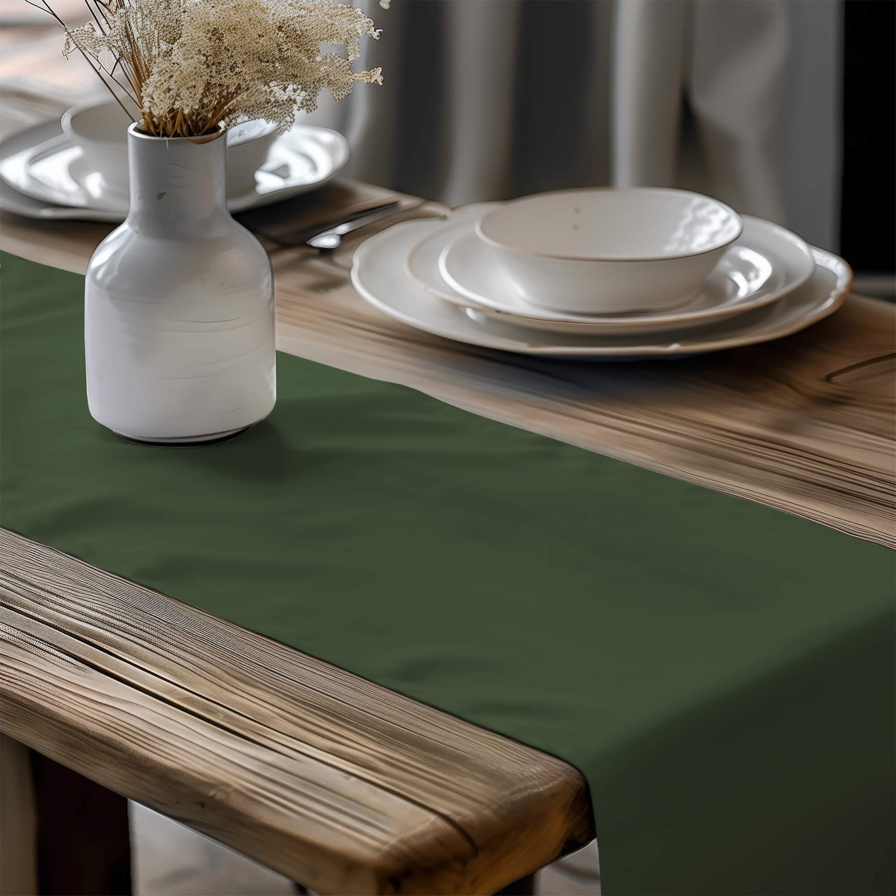 Rich Green Table Runners and Placemats – Pistachio, Cactus & Pine