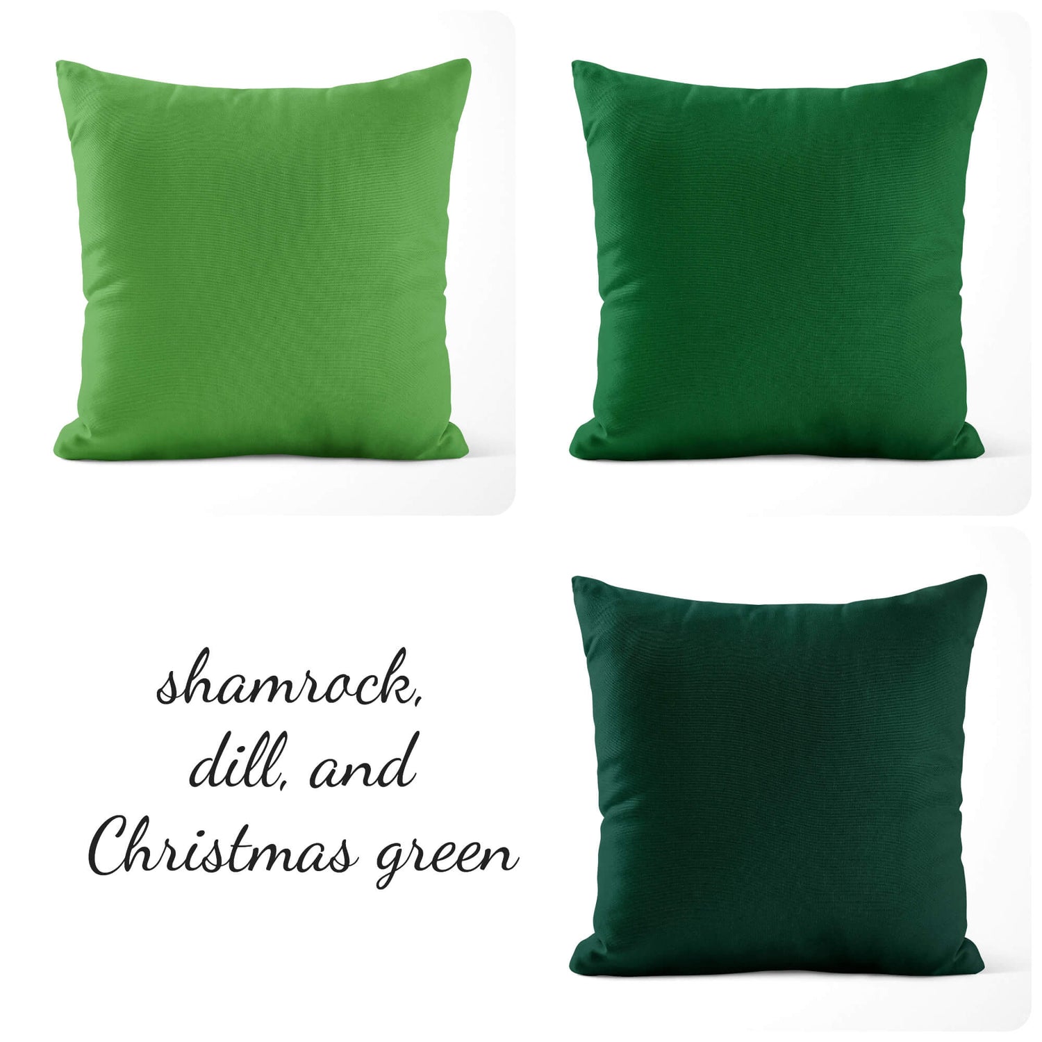 Shamrock, Dill, and Christmas Green Throw Pillow Covers and Euro Shams