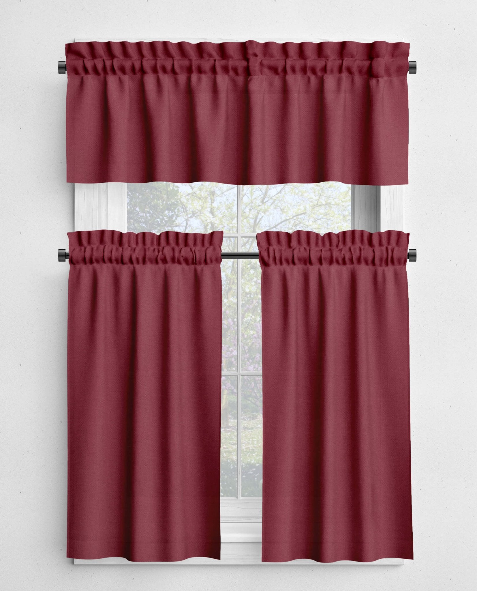 Soft Pink Cotton Valances and Cafe Curtains - Blush and Rhubarb