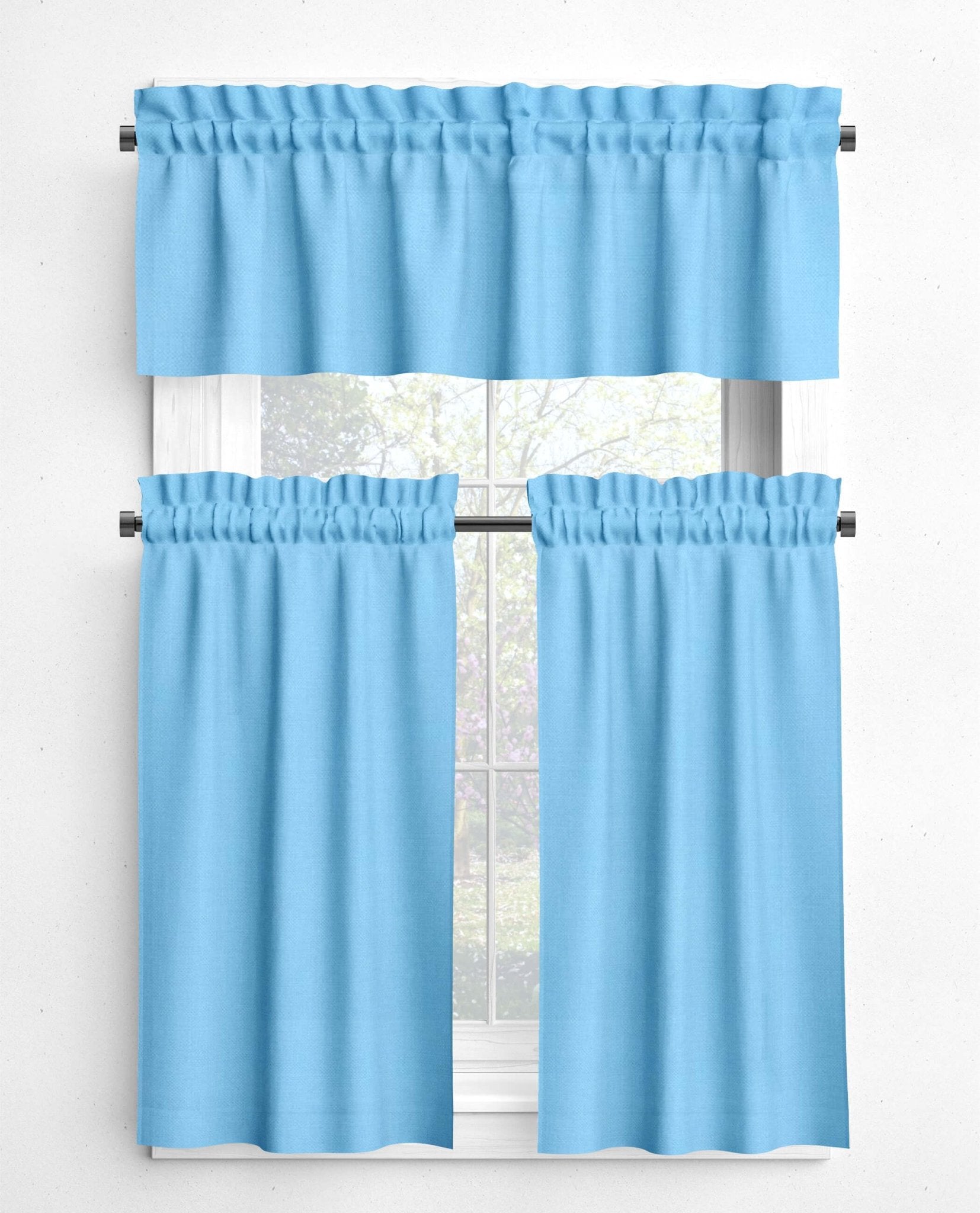 Solid Blue Cotton Valances & Cafe Curtains – Bluebell, Cobalt, Lapis