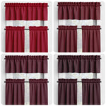 Solid Red Valances and Cafe Curtains - Classic Red and Burgundy