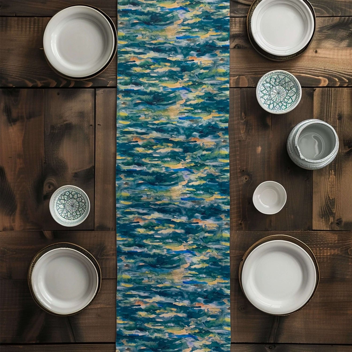 Southwest River Table Runners – Blue & Turquoise Art