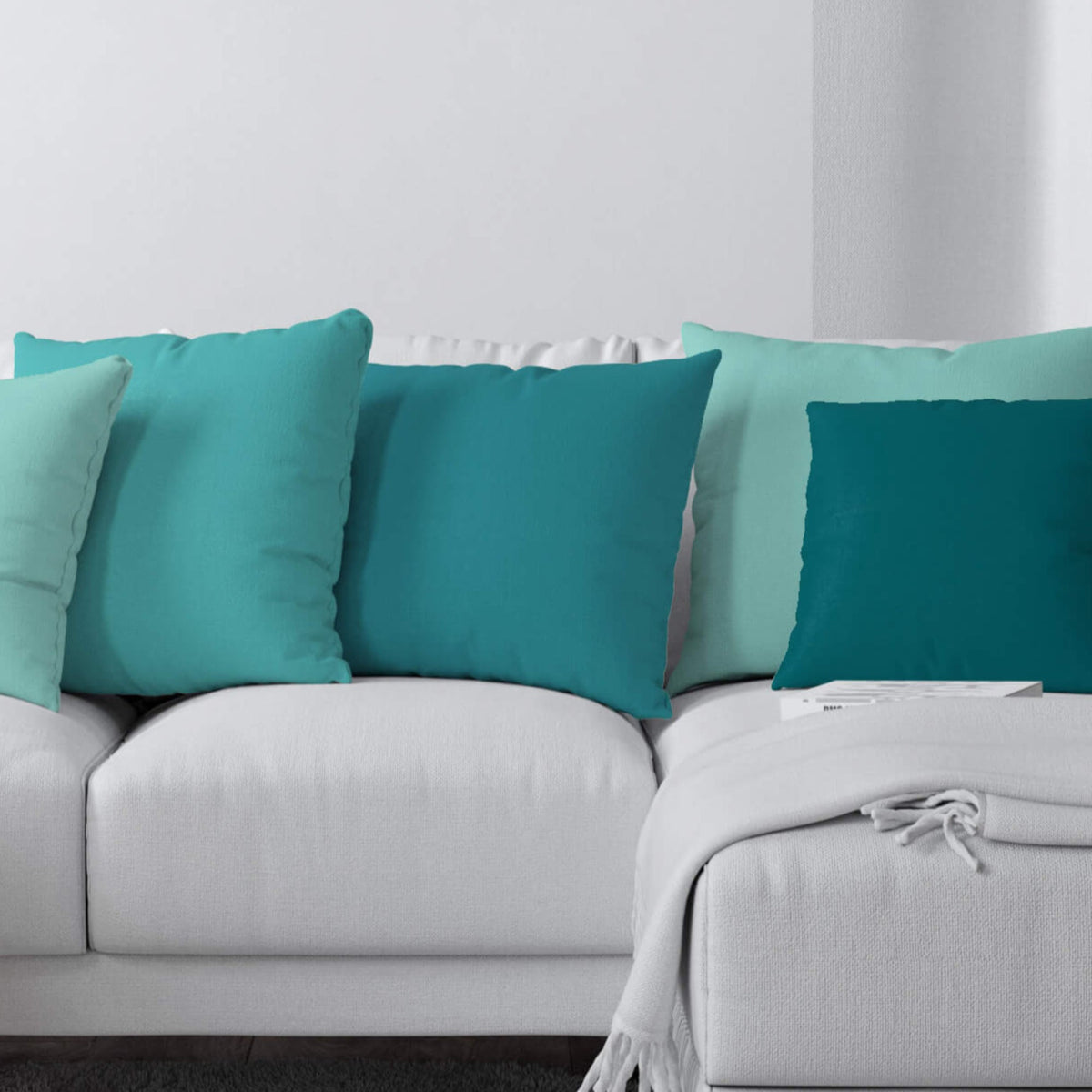 Teal & Aqua Cotton Pillow Covers and Euros Shams – Coastal Custom Sizes