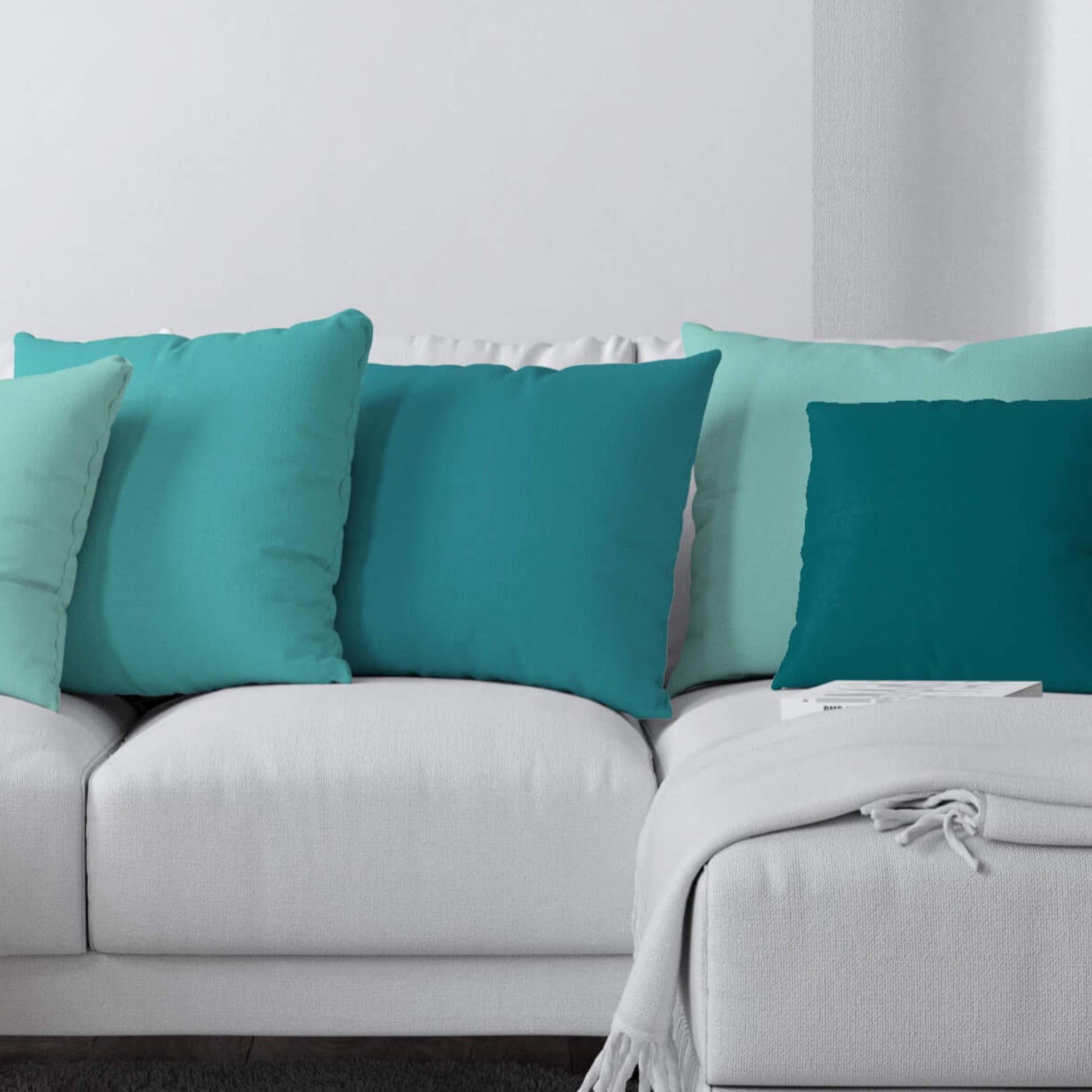 Teal & Aqua Cotton Pillow Covers and Euros Shams – Coastal Custom Sizes