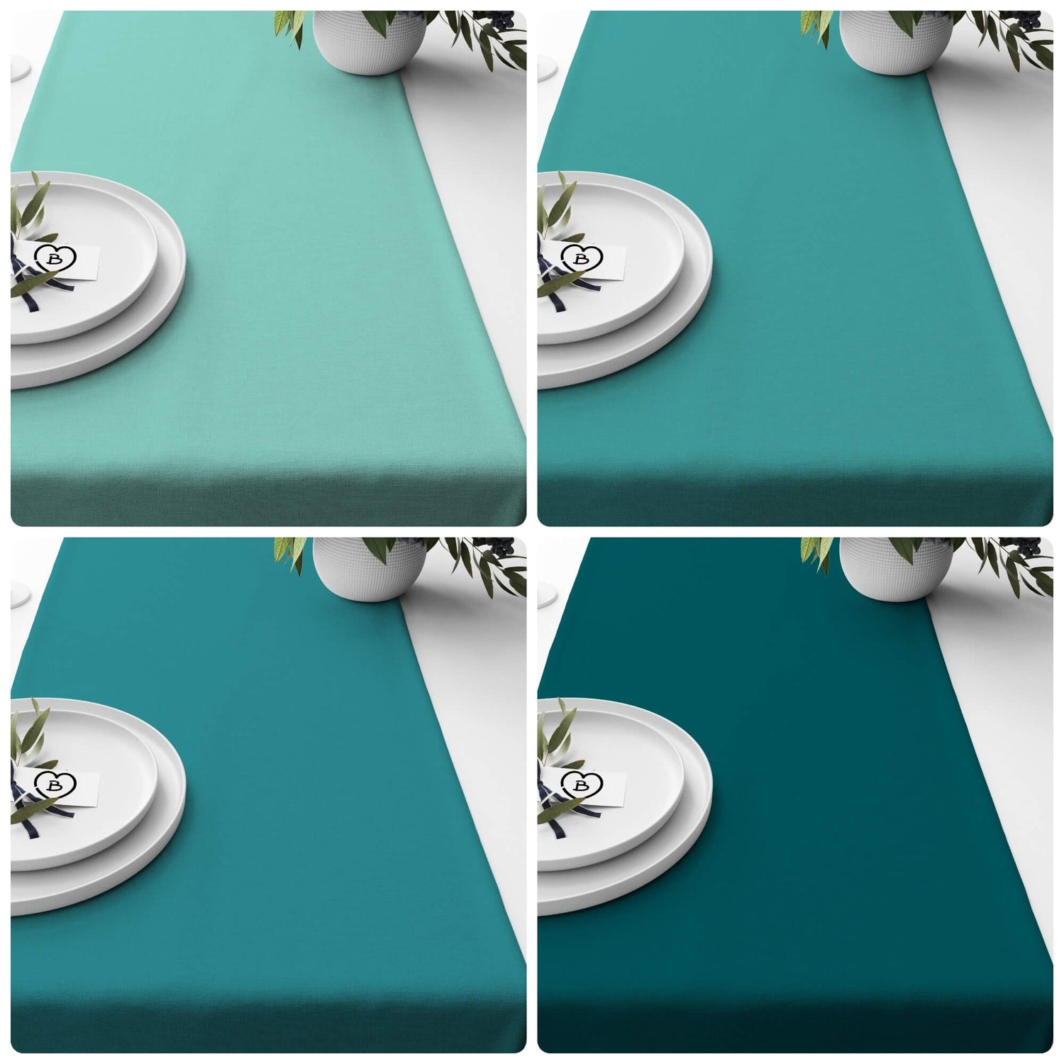 Aqua, Caribbean, Scuba, Lagoon, and Dark Teal Table Runners and Placemats