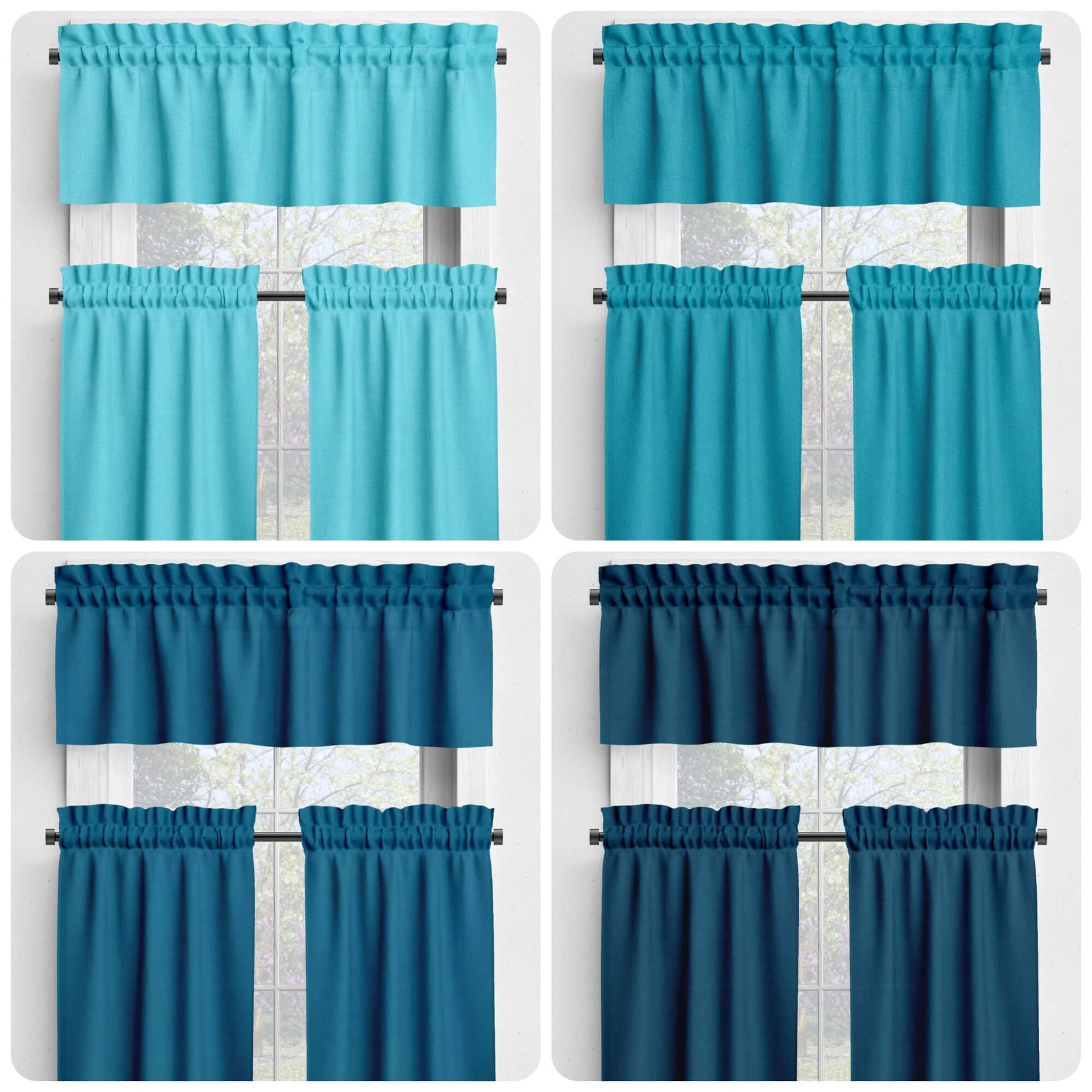 Turquiose Aqua Blue Valances and Cafe Curtains
