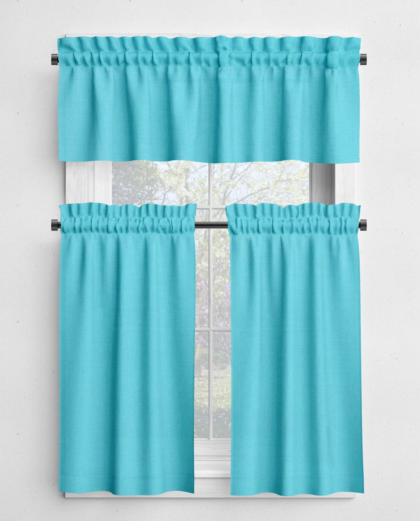 Turquiose Aqua Blue Valances and Cafe Curtains