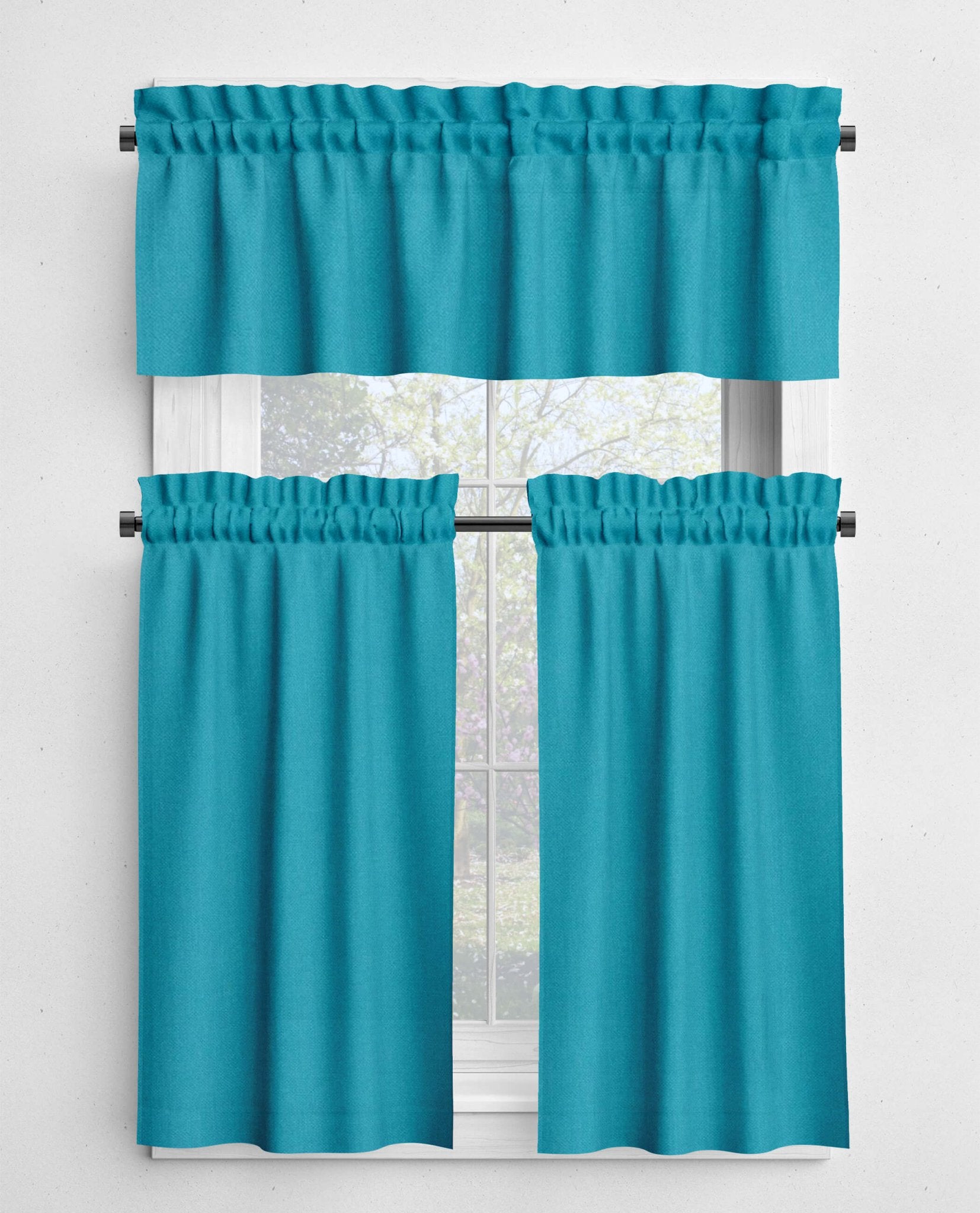 Turquiose Aqua Blue Valances and Cafe Curtains