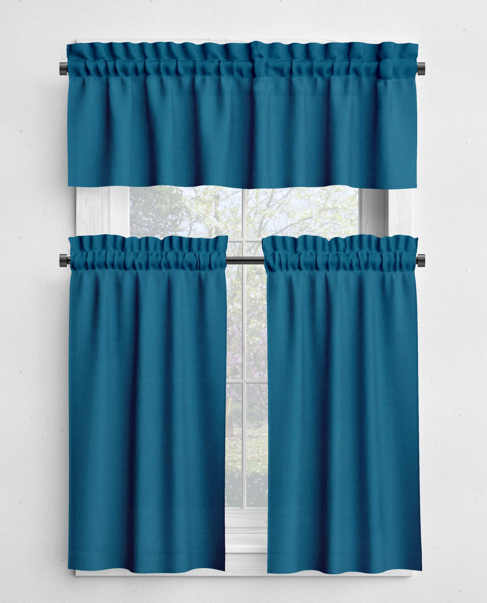 Turquiose Aqua Blue Valances and Cafe Curtains
