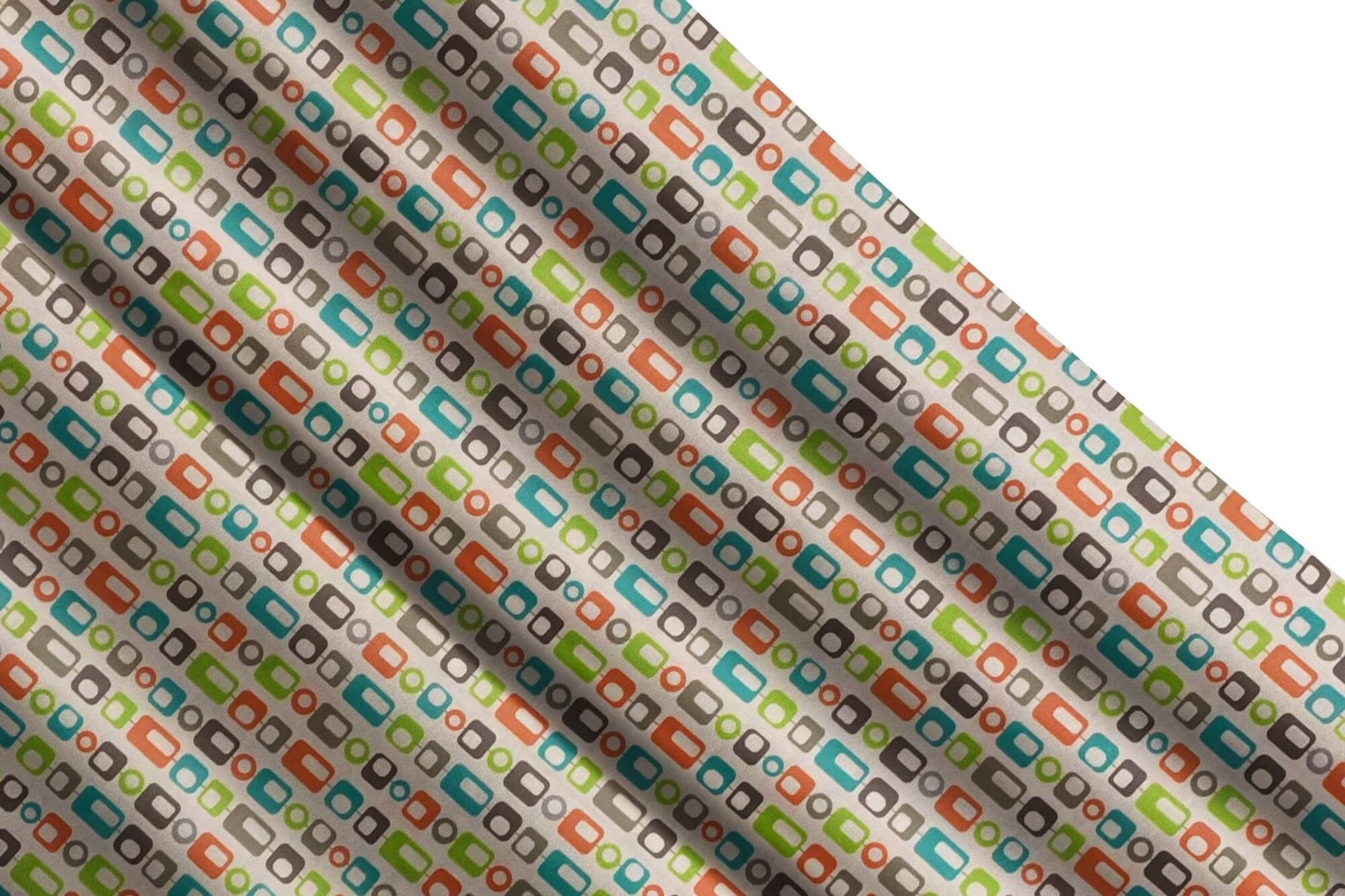 Vintage Geometric Valances & Tier Curtains – Mid - Century Modern Window Décor