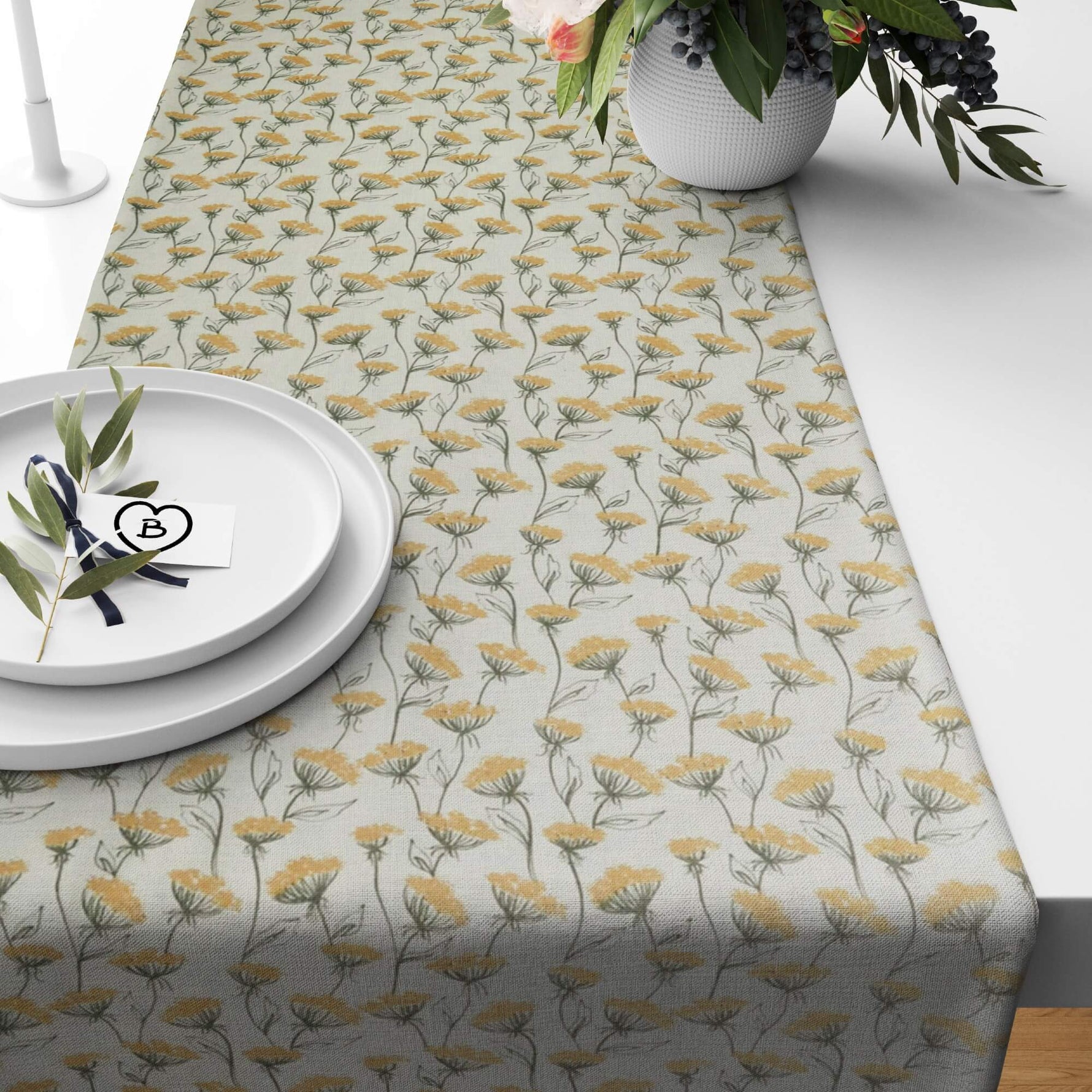 Wild Yellow Yarrow Table Runners and Placemats – Floral Elegance