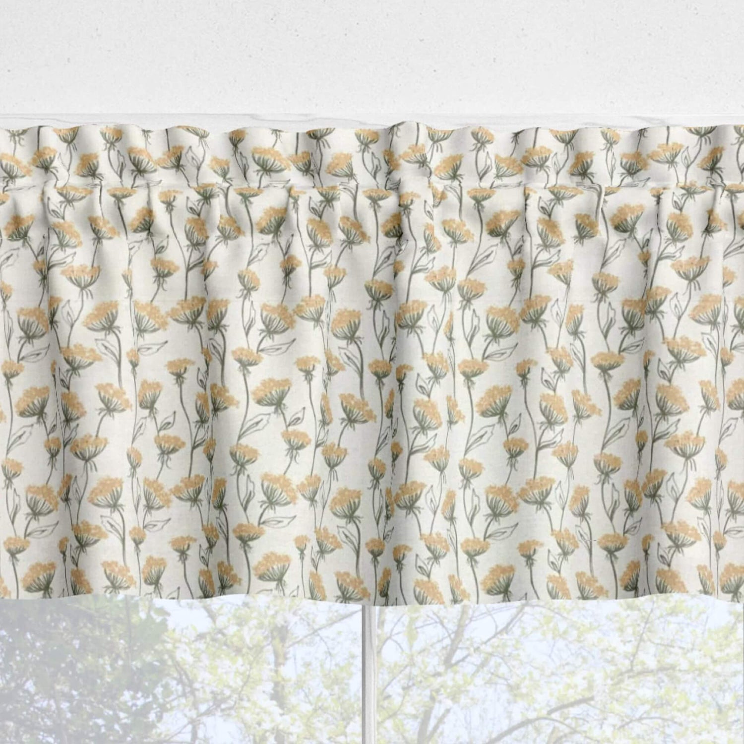 Wild Yellow Yarrow Valances and Tier Curtains – Delicate Floral