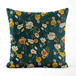 Wildflower Pillow Covers and Euro Shams – Teal or Black Floral Style