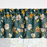 Wildflower Valances and Tier Curtains – Charcoal Black or Teal Blue