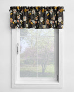 Wildflower Valances and Tier Curtains – Charcoal Black or Teal Blue