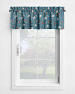 Wildflowers Green and Blue Floral Valances and Cafe Curtains