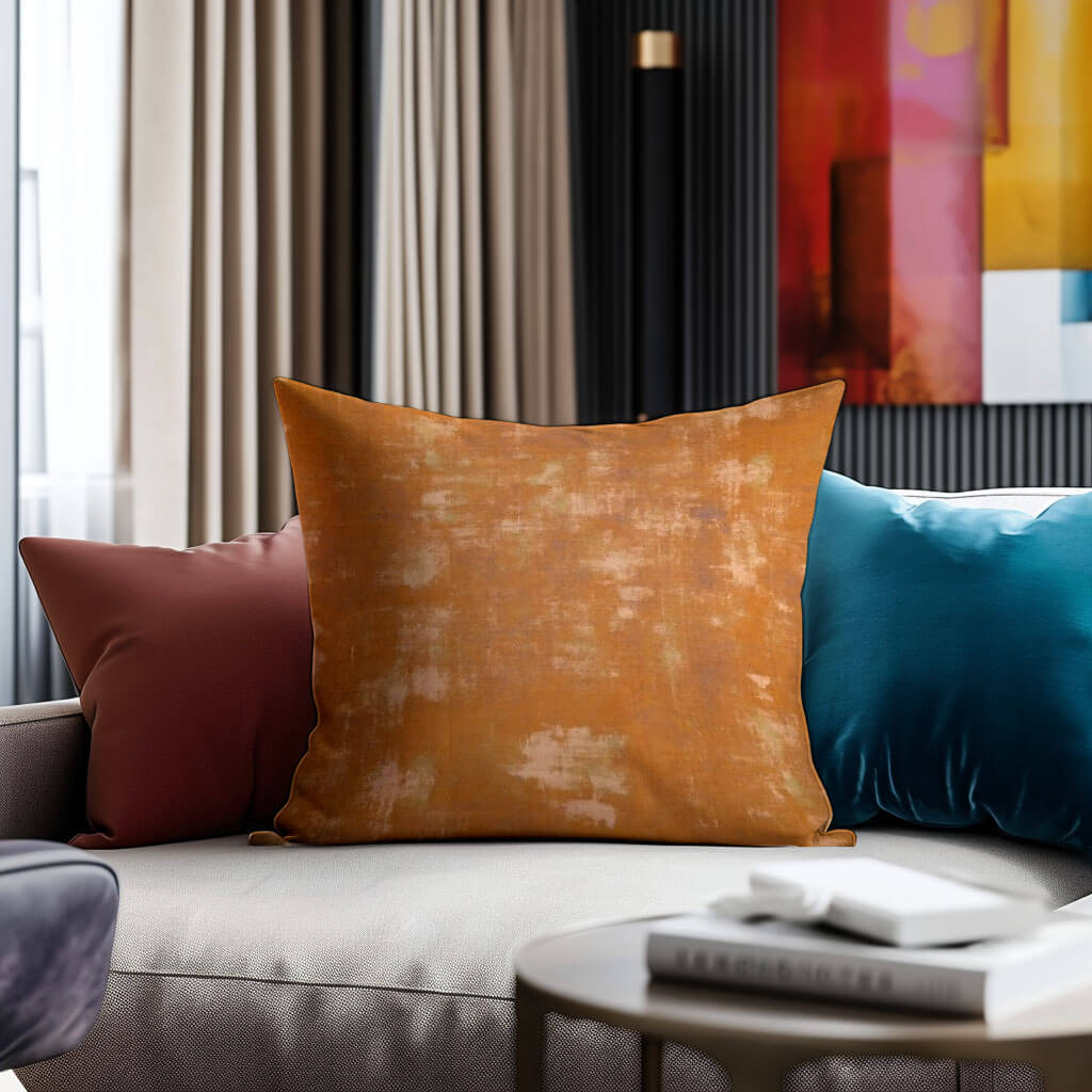 Gold and Orange Abstract Grunge Pillow Covers and Euro Shams