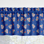 Yellow and Blue Cherry Daisy Valances – Vintage Kitchen Window Treatments