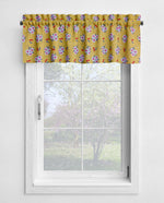 Yellow and Blue Cherry Daisy Valances – Vintage Kitchen Window Treatments