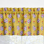 Yellow and Blue Cherry Daisy Valances – Vintage Kitchen Window Treatments