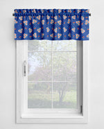 Yellow and Blue Cherry Daisy Valances – Vintage Kitchen Window Treatments