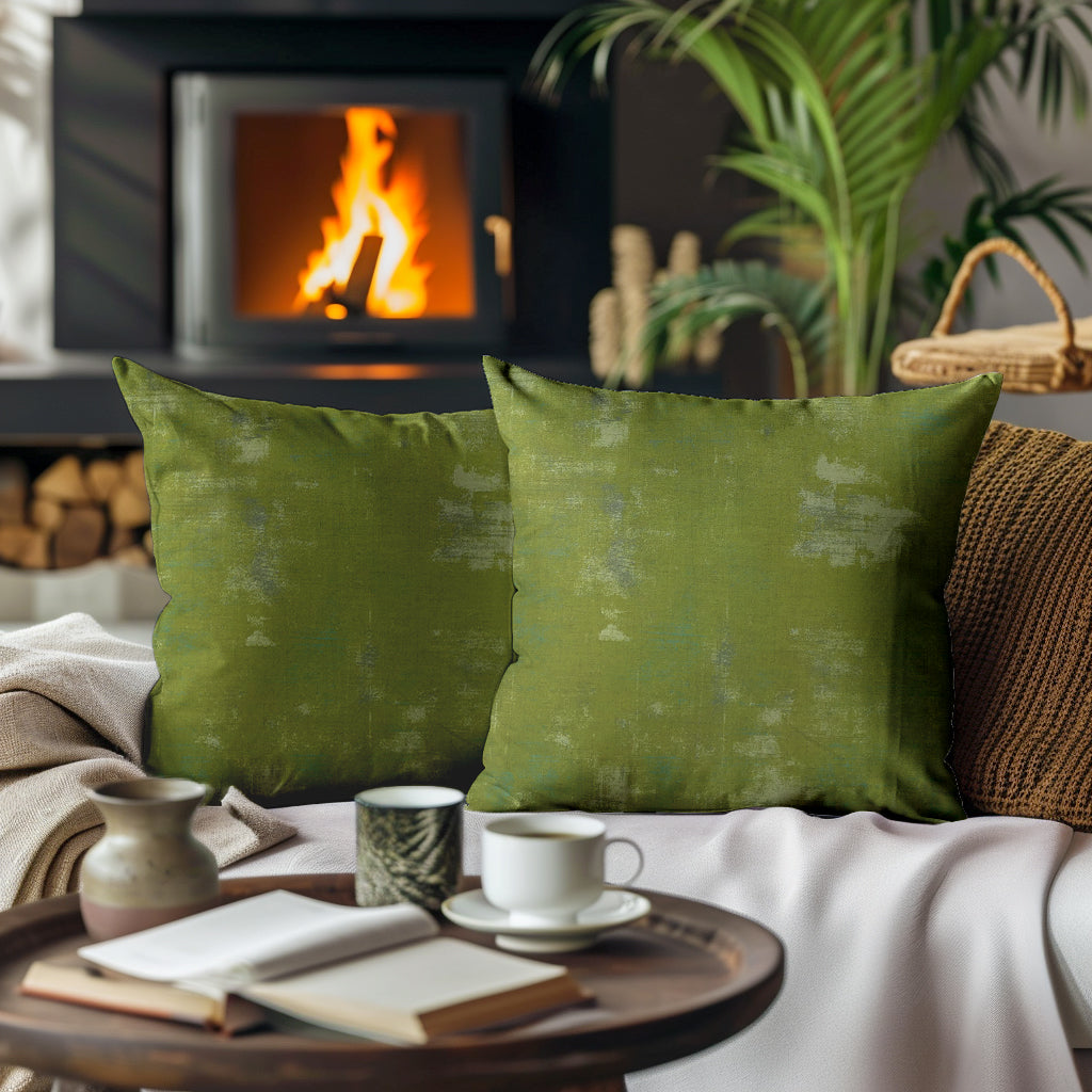 Light and Dark Green Abstract Grunge Pillow Covers and Euro Shams
